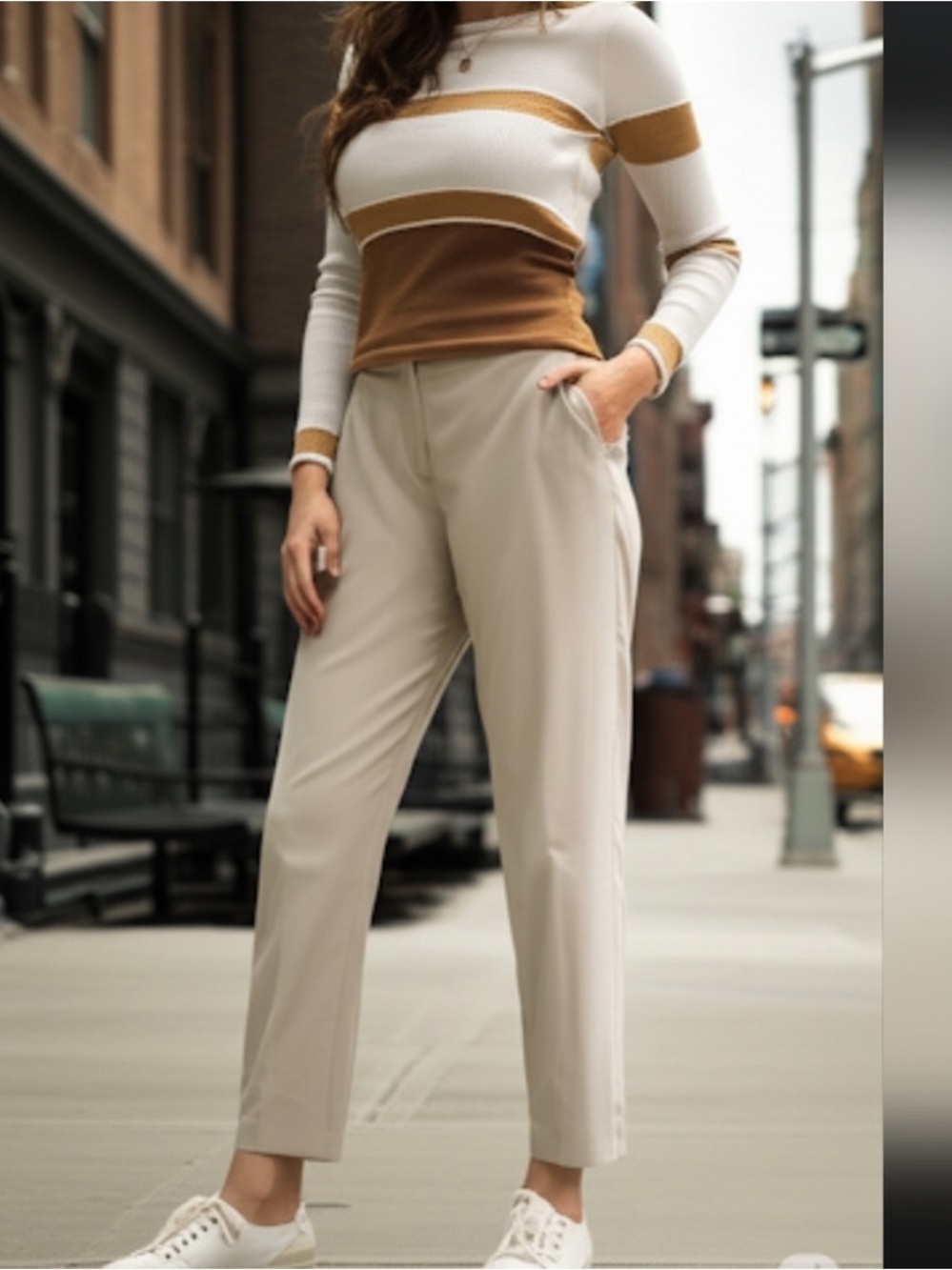 J Jill Pull On Cotton Stretch Pants TRUFFLE Size 4 Classic Preppy NWT Neutral